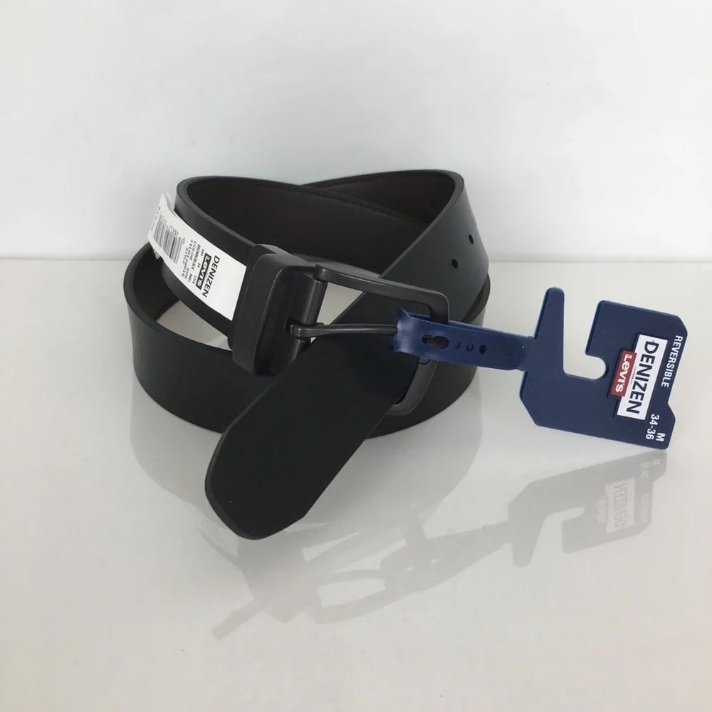 Denizen Levis Reversible Belt Mens Size M 34-36 Black Brown Vegan Leather NEW